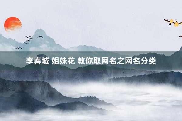 李春城 姐妹花 教你取网名之网名分类