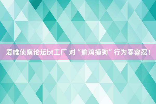 爱唯侦察论坛bt工厂 对“偷鸡摸狗”行为零容忍！