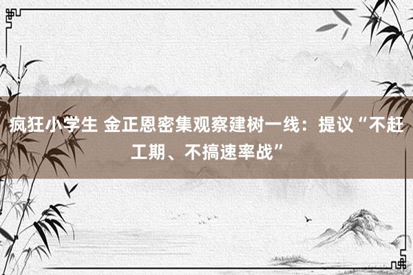 疯狂小学生 金正恩密集观察建树一线：提议“不赶工期、不搞速率战”