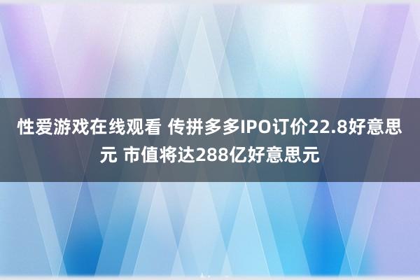 性爱游戏在线观看 传拼多多IPO订价22.8好意思元 市值将达288亿好意思元