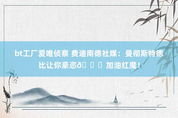 bt工厂爱唯侦察 费迪南德社媒：曼彻斯特德比让你豪恣😂加油红魔！